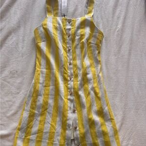 Miguelina Yellow and White Striped Top